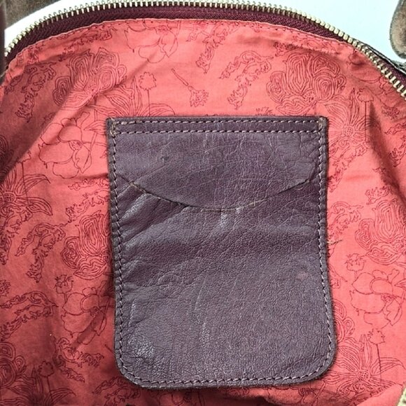 TANO Purple Black Woven Leather Large Shoulder Handbag Satchel Top Zip Closure - Picture 10 of 15